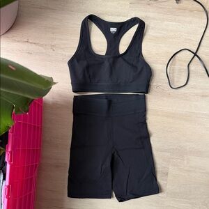 Kith Black Sports Bra and Biker Shorts Set NWOT